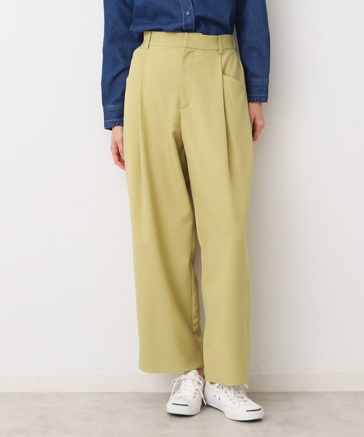 洗える】タック入りワイドパンツ(S~L)(フルレングスパンツ 洗える】タック入りワイドパンツ(S~L)(フルレングスパンツ