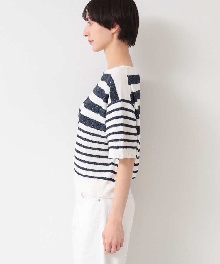 デッサン(レディース)(Dessin(Ladies))の【洗える】スパンコールラメボーダーニット10