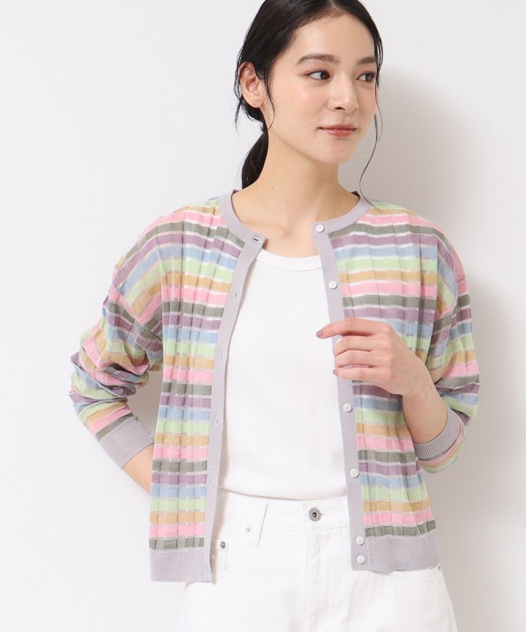 デッサン(レディース)(Dessin(Ladies))の【洗える】シアーボーダーカーディガン（S～L）2