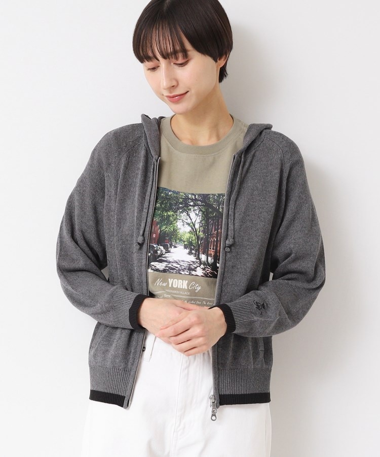 デッサン(レディース)(Dessin(Ladies))の【洗える】フーデッドカーディガン（S～L） チャコールグレー(014)