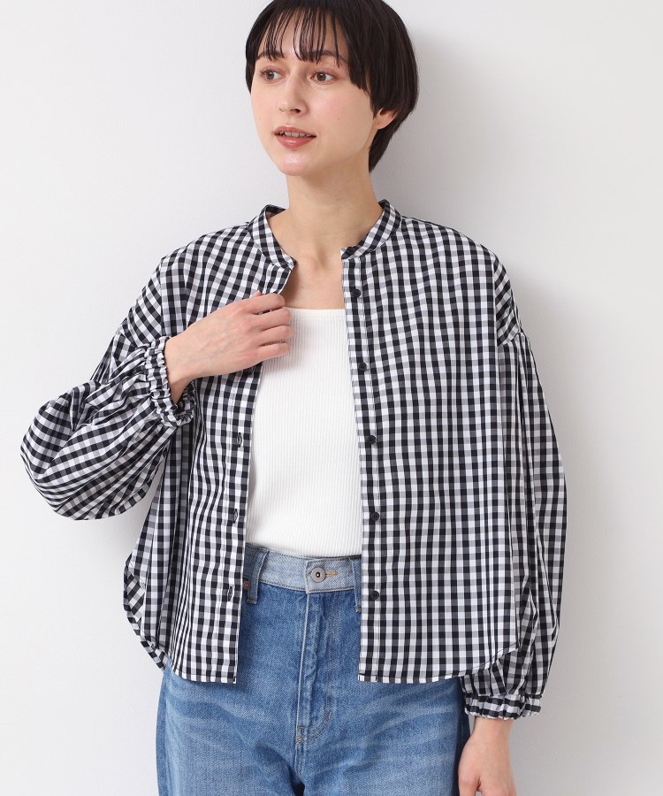 デッサン(レディース)(Dessin(Ladies))の【洗える・4サイズ展開】バンドカラーシャツ（XS～L） ブラック(219)