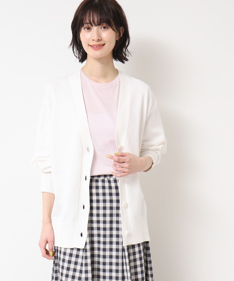 デッサン(レディース)(Dessin(Ladies))の【洗える】オーバーシルエットVネックカーディガン ホワイト(002)