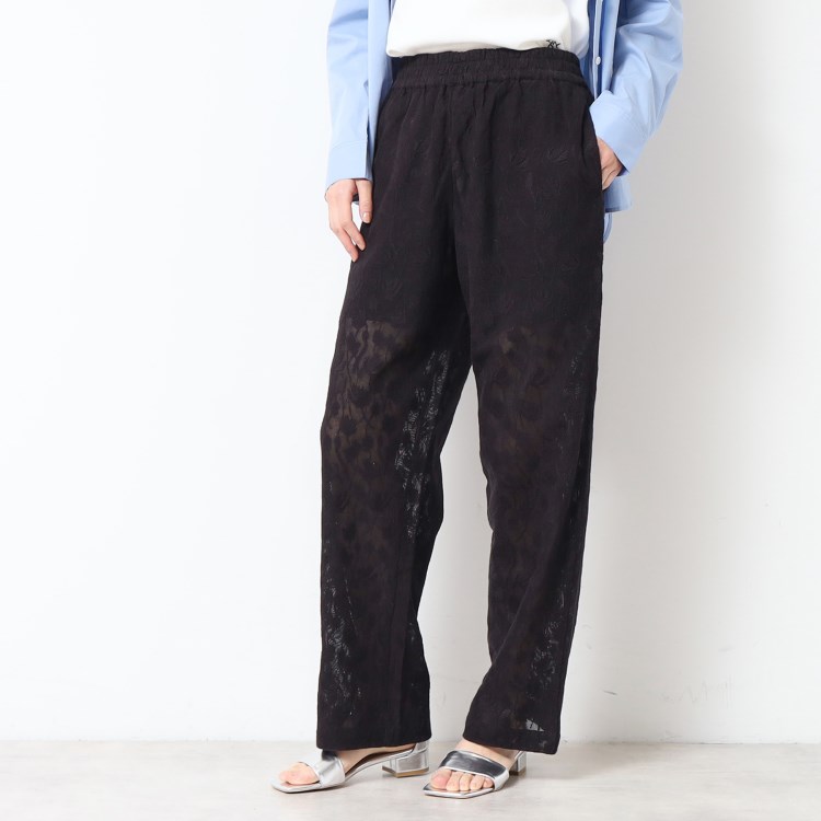 デッサン(レディース)(Dessin(Ladies))の【ウエストゴム・洗える】刺繍柄インドレースパンツ フルレングスパンツ