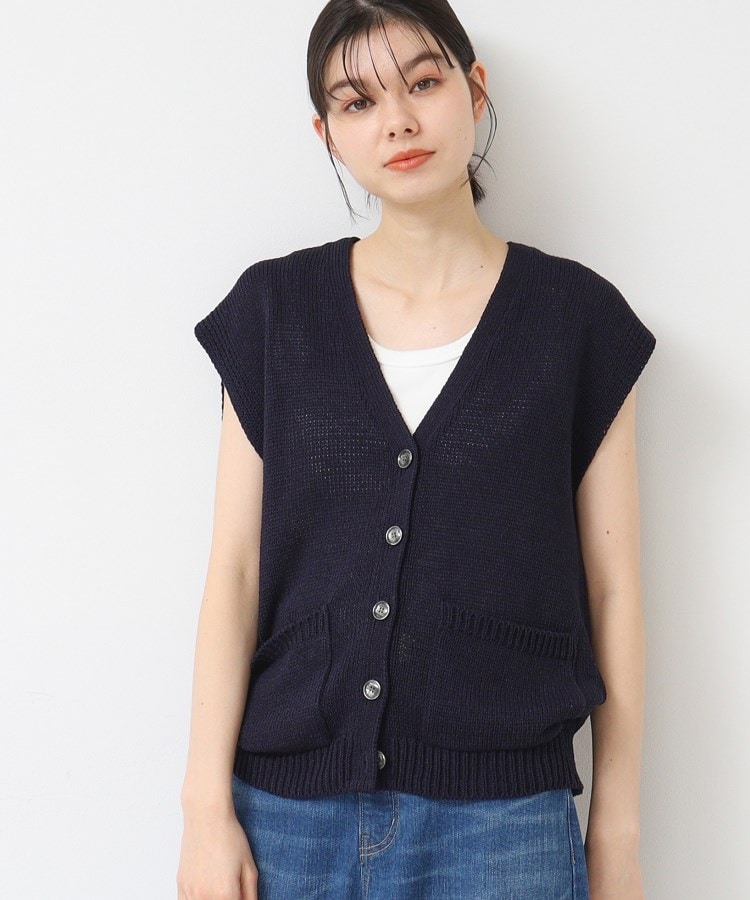 デッサン(レディース)(Dessin(Ladies))の【日本製】ボタン付きニットベスト ネイビー(094)