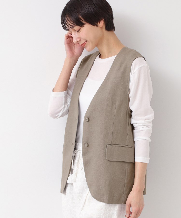 デッサン(レディース)(Dessin(Ladies))の【セットアップ可能・洗える】ボタン付きジレ トープ(054)