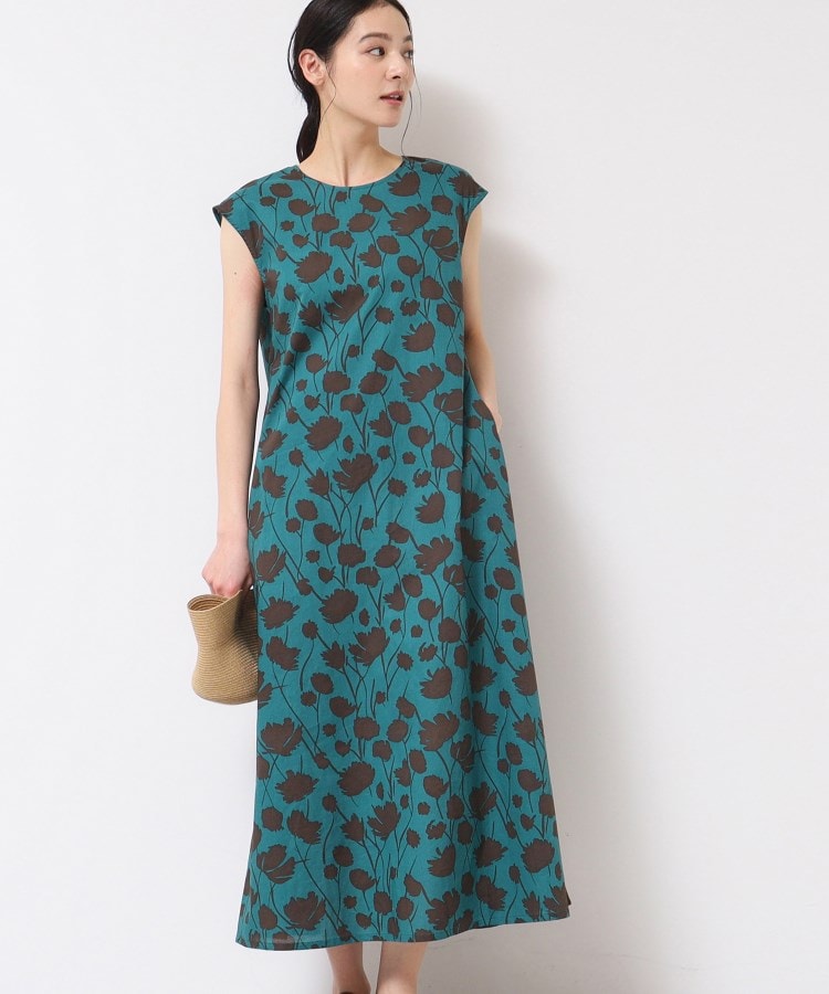 デッサン(レディース)(Dessin(Ladies))の【リンクコーデ・洗える】フラワープリントワンピース グリーン(122)