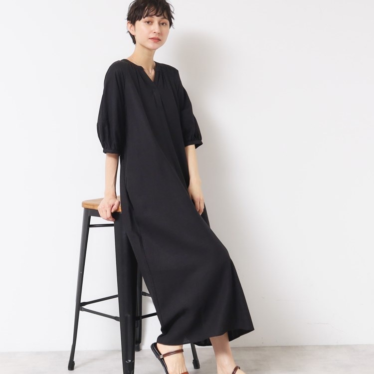 デッサン(レディース)(Dessin(Ladies))の【洗える】パフスリーブAラインワンピース（S～L） マキシ・ロングワンピース