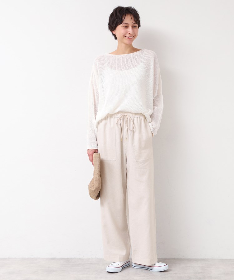 デッサン(レディース)(Dessin(Ladies))の【セットアップ可能・ウエストゴム・洗える】リネンブレンドポケット付パンツ（S～L）2
