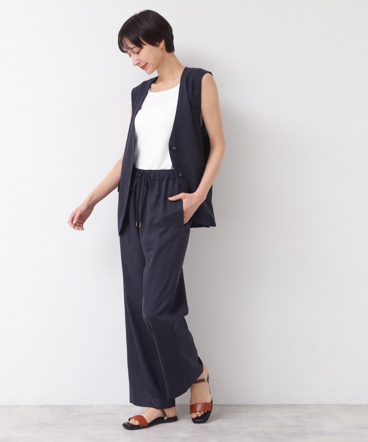 デッサン(レディース)(Dessin(Ladies))の【セットアップ可能・ウエストゴム・洗える】リネンブレンドポケット付パンツ（S～L）10