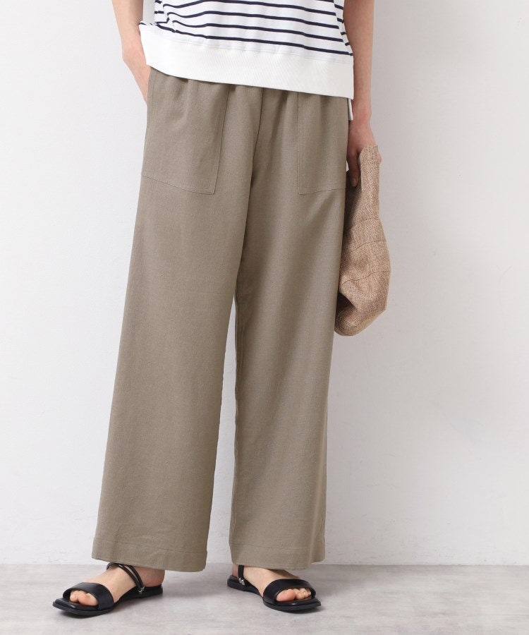 デッサン(レディース)(Dessin(Ladies))の【セットアップ可能・ウエストゴム・洗える】リネンブレンドポケット付パンツ（S～L） トープ(054)