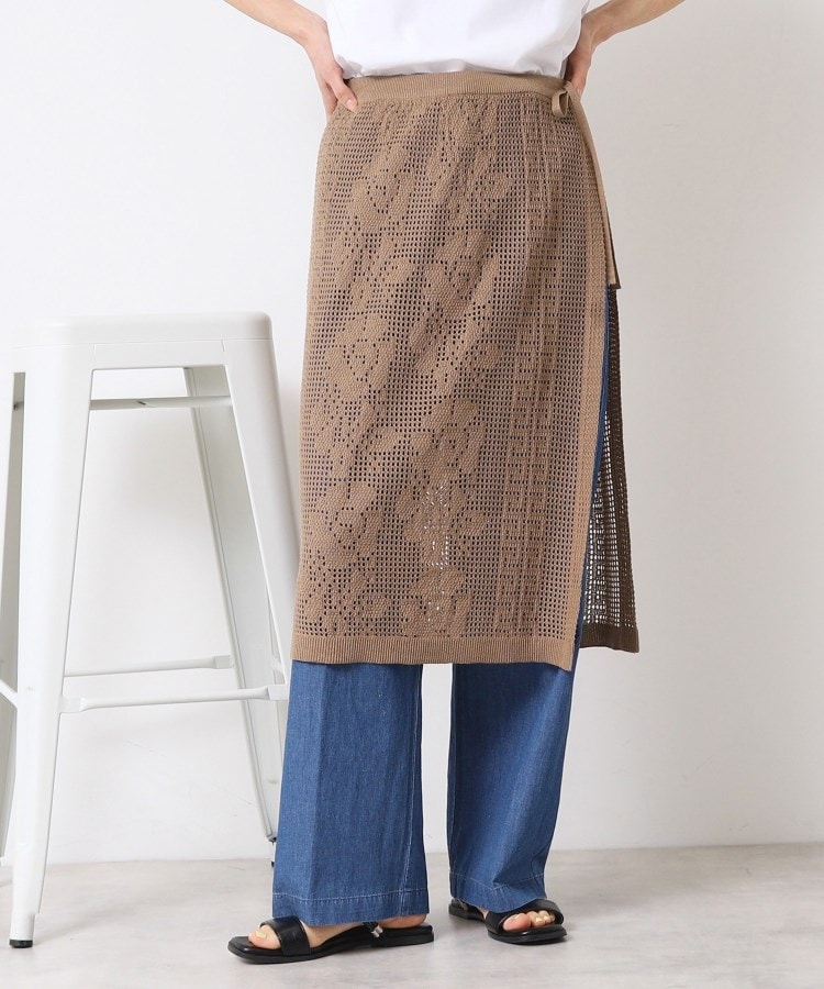 デッサン(レディース)(Dessin(Ladies))の【洗える】フラワー柄ニット巻き風スカート5