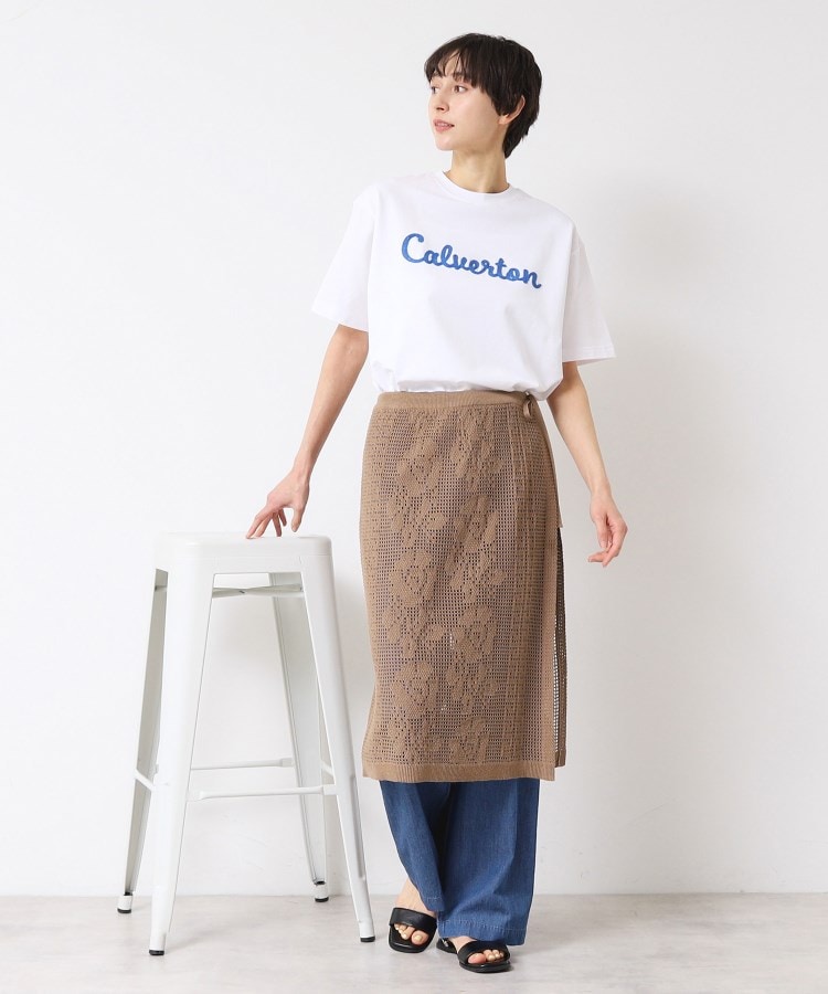 デッサン(レディース)(Dessin(Ladies))の【洗える】フラワー柄ニット巻き風スカート7