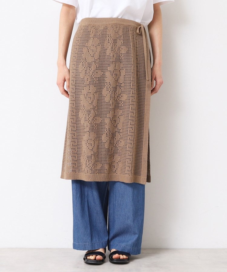 デッサン(レディース)(Dessin(Ladies))の【洗える】フラワー柄ニット巻き風スカート9