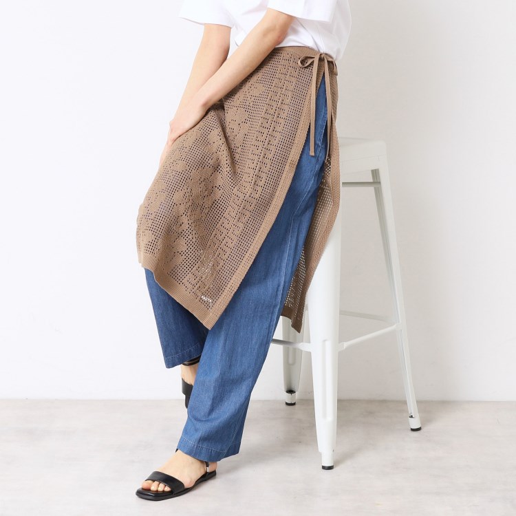 デッサン(レディース)(Dessin(Ladies))の【洗える】フラワー柄ニット巻き風スカート ミモレスカート