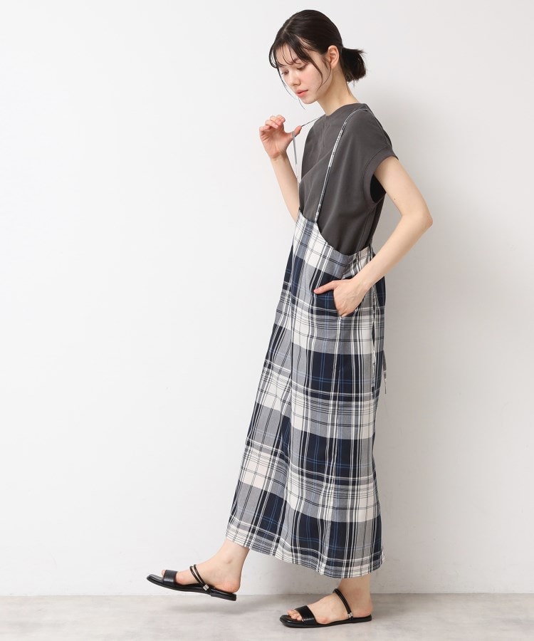 デッサン(レディース)(Dessin(Ladies))の【洗える】肩紐付きチェックスカート ネイビー(294)