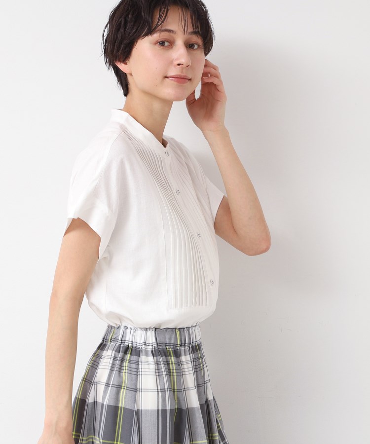 デッサン(レディース)(Dessin(Ladies))の【洗える】ピンタック入りバンドカラーブラウス（S～L）2