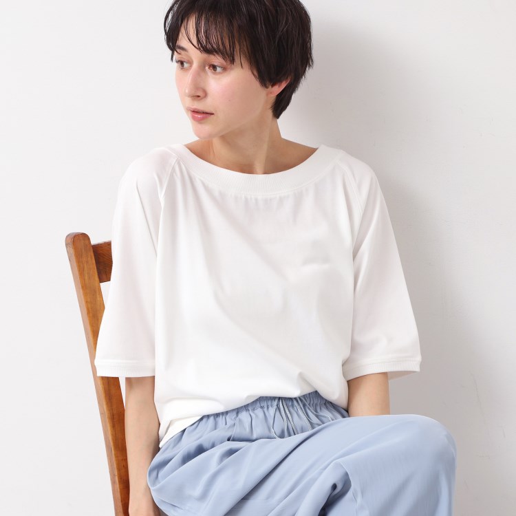 デッサン(レディース)(Dessin(Ladies))の【接触冷感・UV・洗える】裾リブスリット五分袖カットソー カットソー