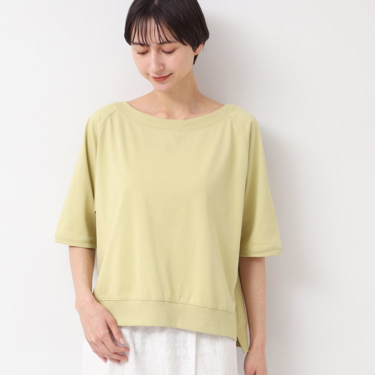 デッサン(レディース)(Dessin(Ladies))の【接触冷感・UV・洗える】裾リブスリット五分袖カットソー カットソー