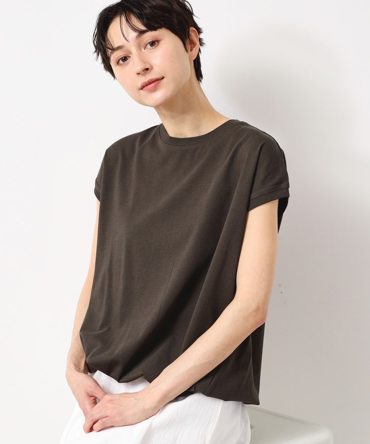 デッサン(レディース)(Dessin(Ladies))の【接触冷感・UV・洗える】ドローコード付きフレンチスリーブカットソー ブラウン(045)