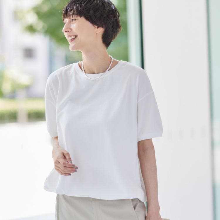 デッサン(レディース)(Dessin(Ladies))の【二の腕カバー/接触冷感/UV】ドローコードカットソー（XS～L） カットソー