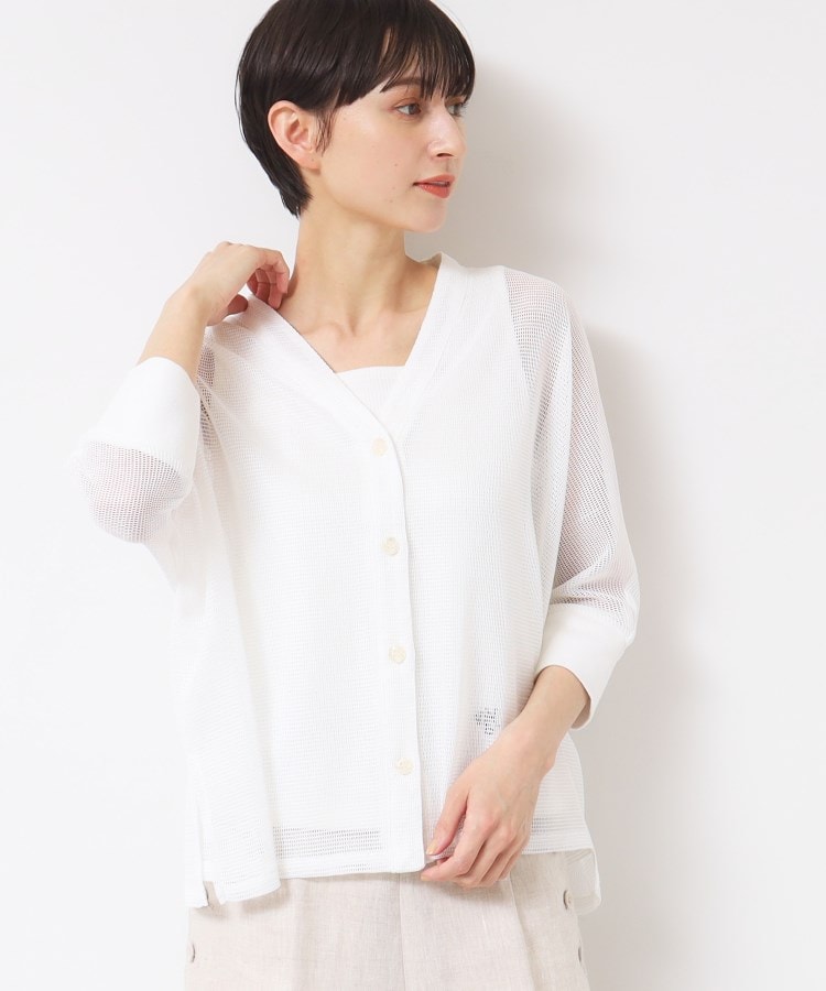 デッサン(レディース)(Dessin(Ladies))の【洗える】メッシュカーディガン ホワイト(002)