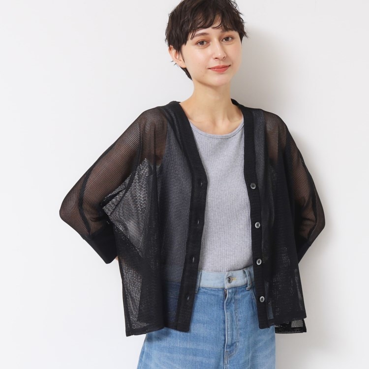 デッサン(レディース)(Dessin(Ladies))の【洗える】メッシュカーディガン カーディガン/ボレロ