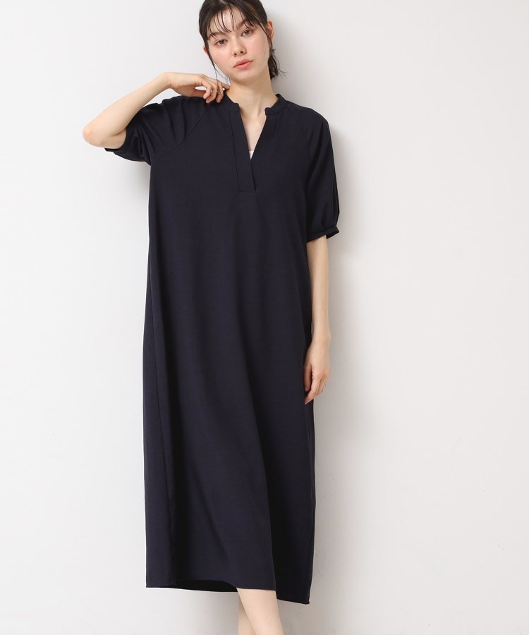デッサン(レディース)(Dessin(Ladies))の【二の腕カバー・洗える】パフスリーブAラインフレアーワンピース ネイビー(094)