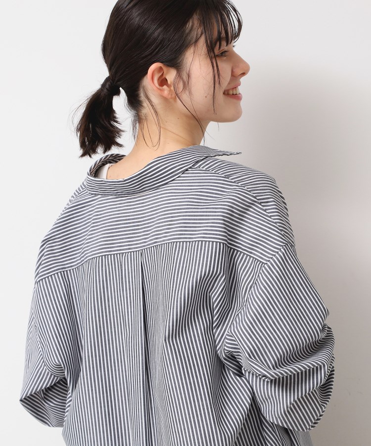デッサン(レディース)(Dessin(Ladies))の【洗える】ロゴ刺繍入りストライプオーバーシャツ1