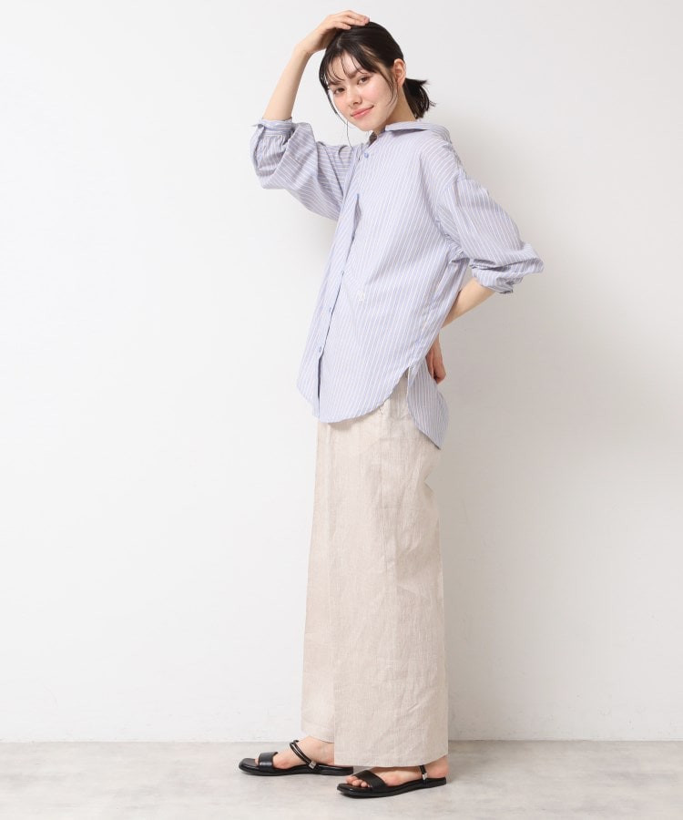 デッサン(レディース)(Dessin(Ladies))の【洗える】ロゴ刺繍入りストライプオーバーシャツ7