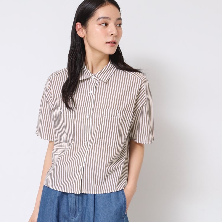 デッサン(レディース)(Dessin(Ladies))の【洗える】クロップド丈シャツ（XS～L） シャツ・ブラウス
