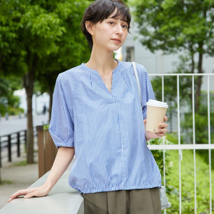 デッサン(レディース)(Dessin(Ladies))の【洗える・4サイズ展開】パフスリーブ五分袖ブラウス（XS～L） シャツ・ブラウス