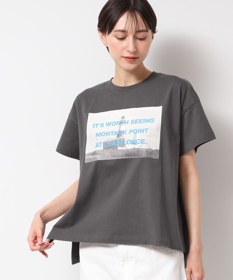 デッサン(レディース)(Dessin(Ladies))の【洗える】フォトプリントTシャツ（XS～L） チャコールグレー(014)