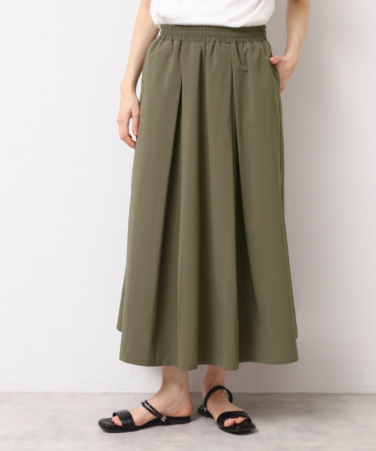 デッサン(レディース)(Dessin(Ladies))の【撥水・セットアップ可能・ウエストゴム】フレアースカート カーキ(027)