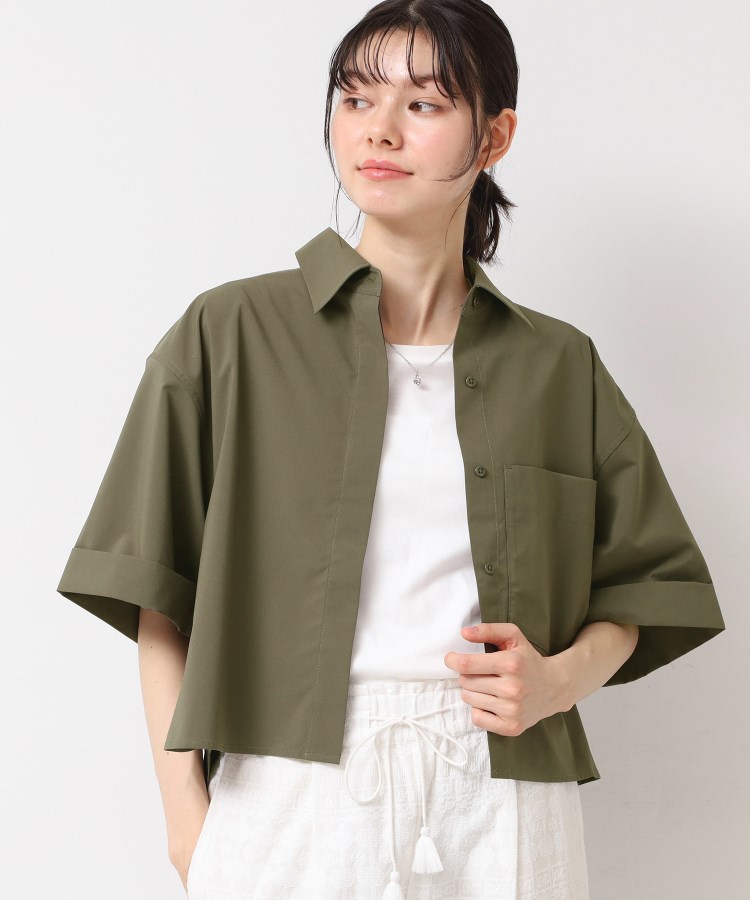 デッサン(レディース)(Dessin(Ladies))の【撥水・セットアップ可能・洗える】ナイロンクロップド丈シャツ5