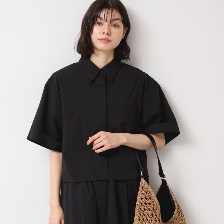 デッサン(レディース)(Dessin(Ladies))の【撥水・セットアップ可能・洗える】ナイロンクロップド丈シャツ シャツ・ブラウス