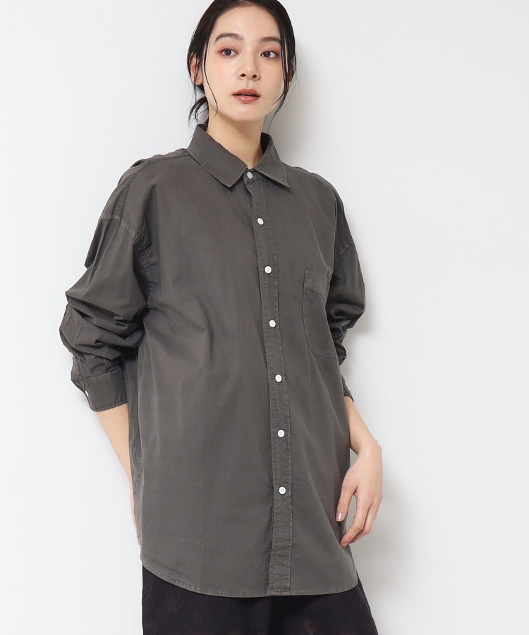 デッサン(レディース)(Dessin(Ladies))の【洗える】ピグメント染バックギャザーシャツ チャコールグレー(014)