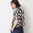 デッサン(レディース)(Dessin(Ladies))の【リンクコーデ・洗える】フラワープリントTシャツ ブラック(119)