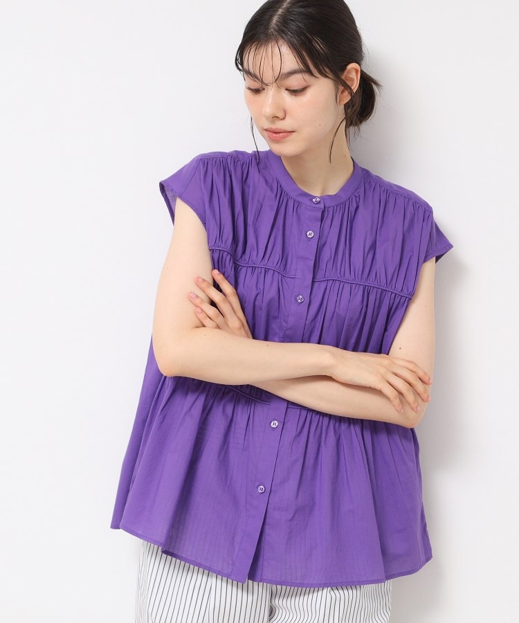 デッサン(レディース)(Dessin(Ladies))の【洗える】シャーリングペプラムブラウス パープル(082)