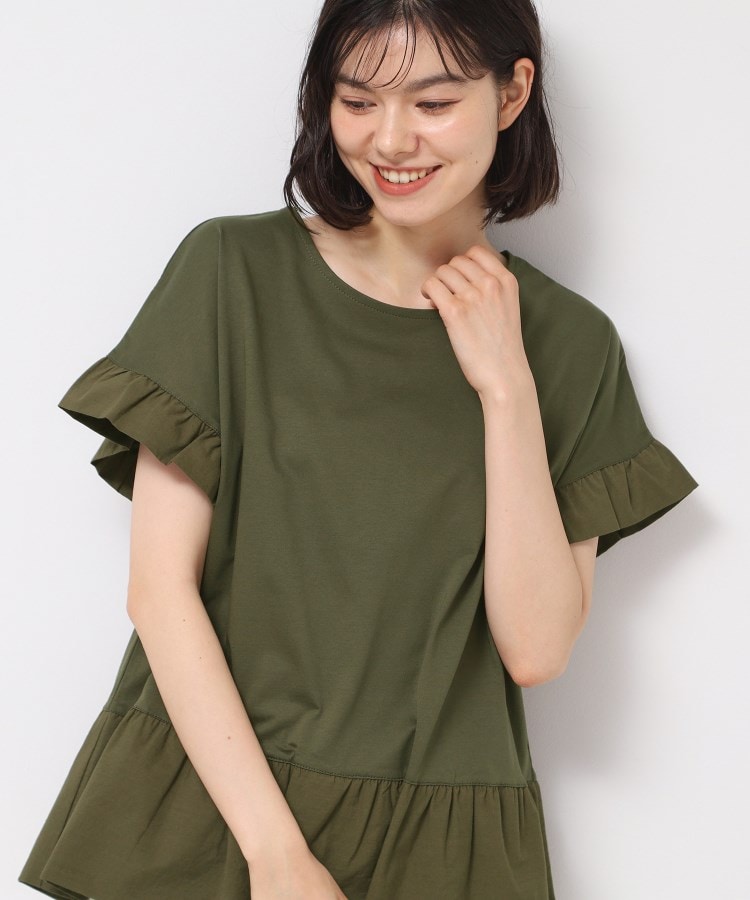 デッサン(レディース)(Dessin(Ladies))の切り替えカットソー オリーブグリーン(026)