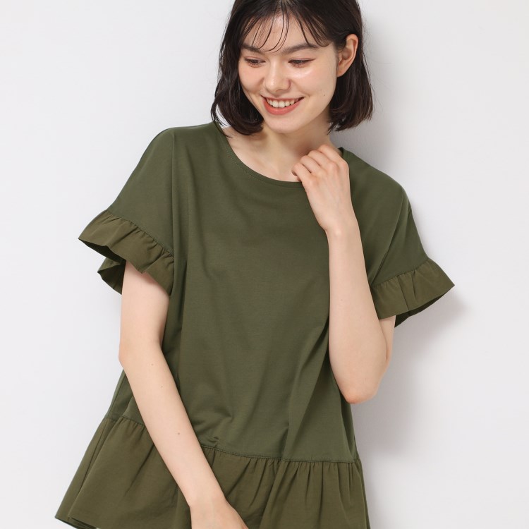 デッサン(レディース)(Dessin(Ladies))の【洗える】ラッフルドッキングカットソー カットソー