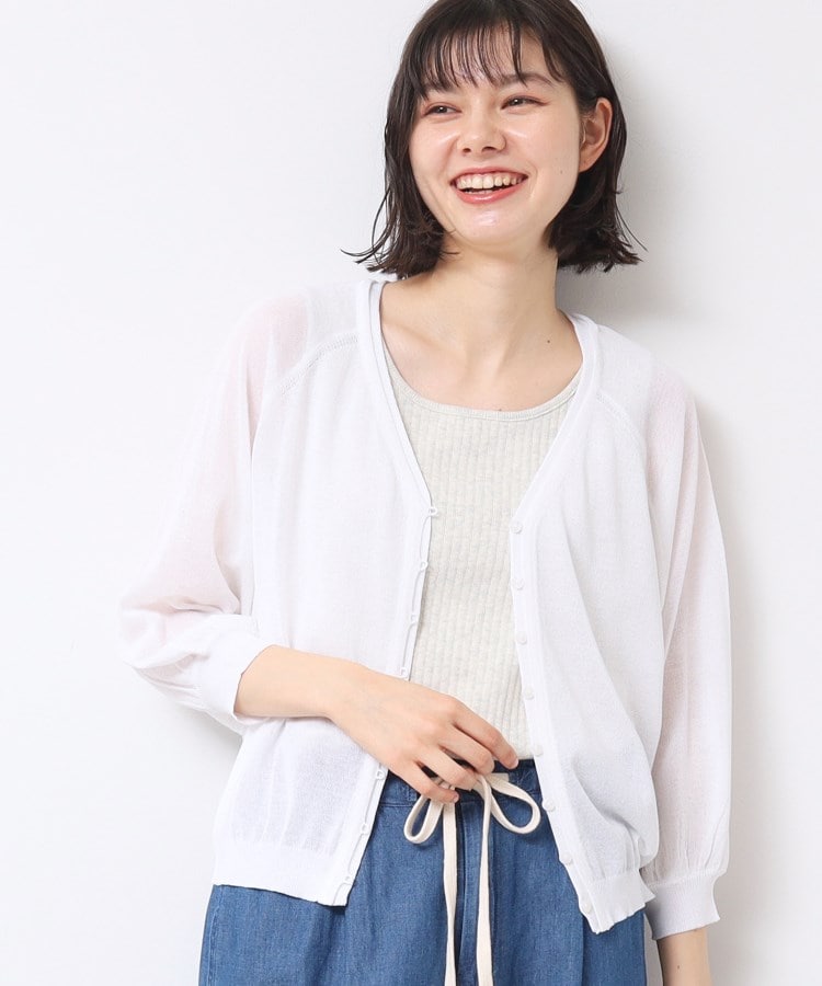 デッサン(レディース)(Dessin(Ladies))の【洗える】シアーVネックカーディガン カーディガン/ボレロ