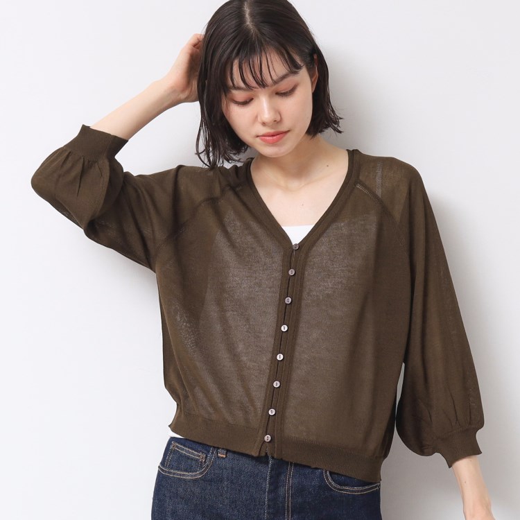 デッサン(レディース)(Dessin(Ladies))の【洗える】シアーVネックカーディガン カーディガン/ボレロ