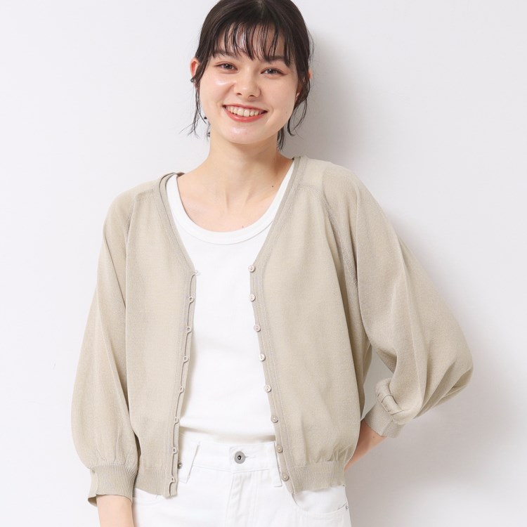 デッサン(レディース)(Dessin(Ladies))の【洗える】シアーVネックカーディガン カーディガン/ボレロ