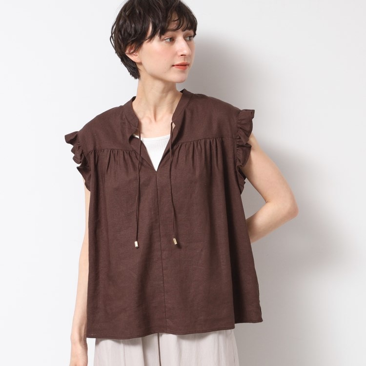 デッサン(レディース)(Dessin(Ladies))の【洗える】レーヨン麻フリルスリーブブラウス シャツ・ブラウス