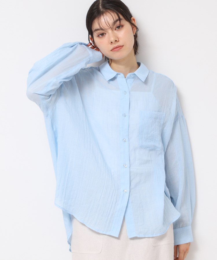 デッサン(レディース)(Dessin(Ladies))の【洗える】シアーシャンブレーシャツ サックスブルー(090)