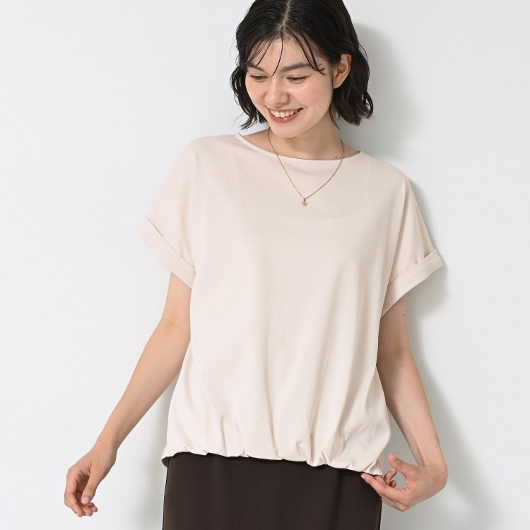 デッサン(レディース)(Dessin(Ladies))の【汗染み防止／UVカット／二の腕カバー】ロールアップスリーブ裾ギャザーカットソー カットソー