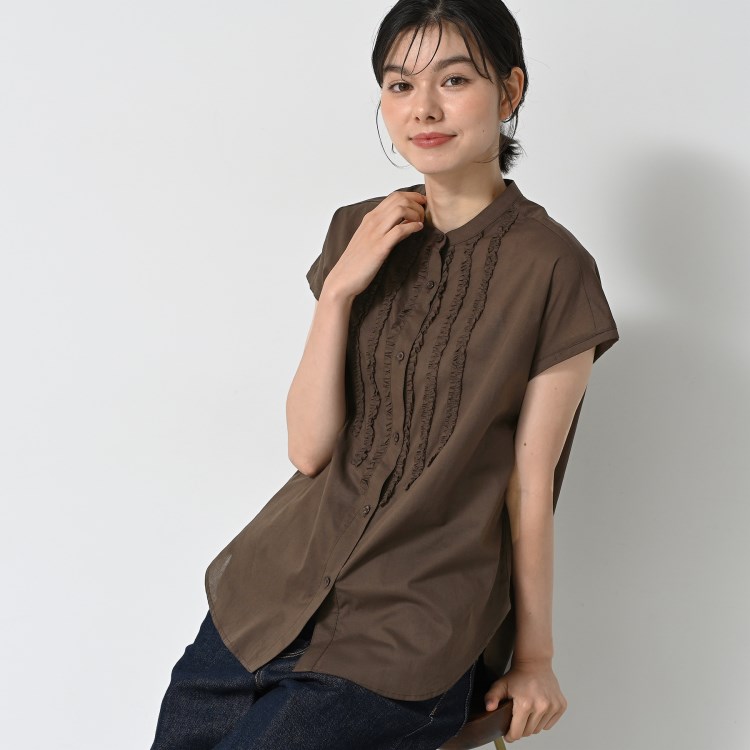 デッサン(レディース)(Dessin(Ladies))の【洗える】スタンドカラーフリルブラウス シャツ・ブラウス