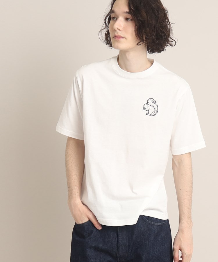 デッサン(メンズ)(Dessin(Men))の【ファミリーリンク】アニマル刺繍Tシャツ ホワイト(001)