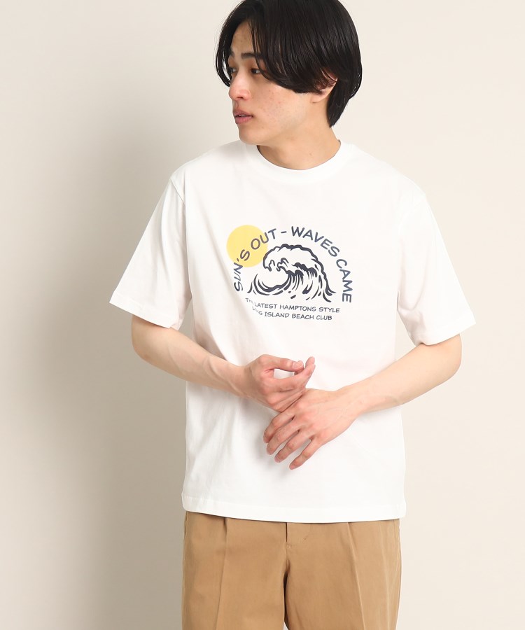 デッサン(メンズ)(Dessin(Men))の【ファミリーリンク】WAVEプリントTシャツ ホワイト(001)