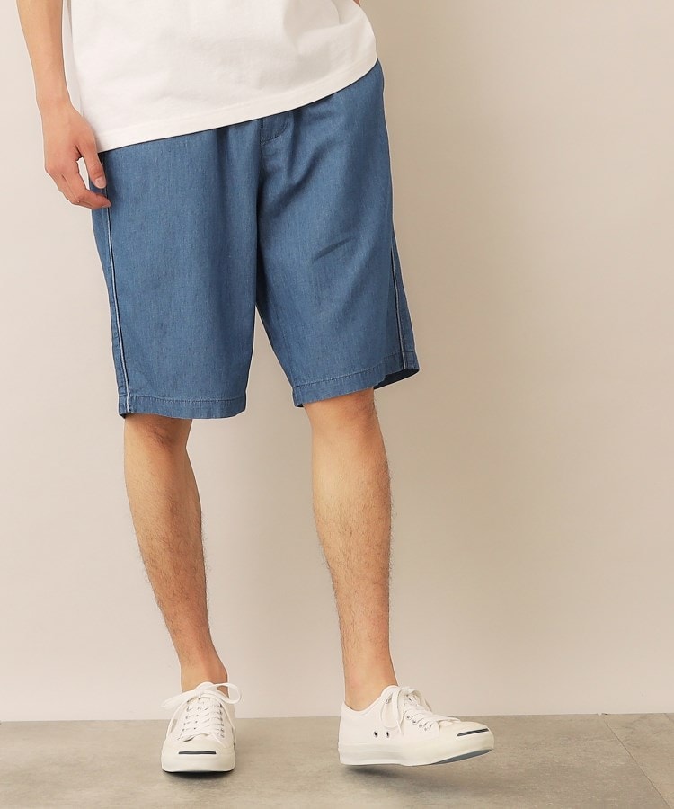 デッサン(メンズ)(Dessin(Men))の綿麻デニムハーフパンツ ブルー(092)
